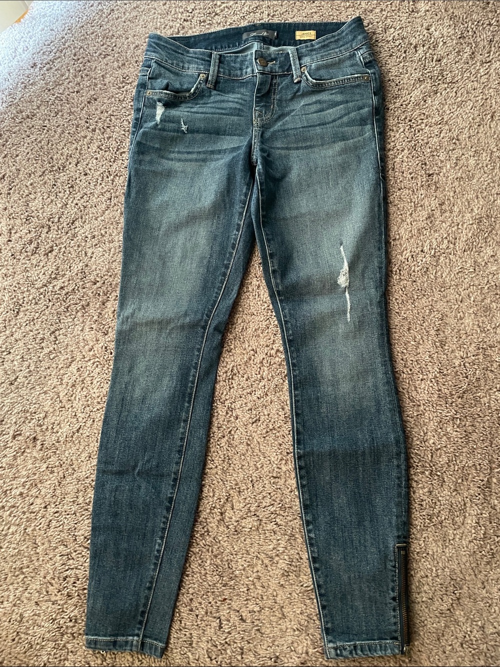 Level 99 Dark Indigo Skinny Jeans with Ankle Zipper